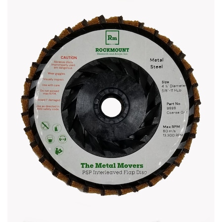 Rockmount Research And Alloys PSP Flap Disc, A Double-Duty Disc that both Grinds and Finishes, 4-1/2" x 5/8-11" Hub, Coarse Grit 9898